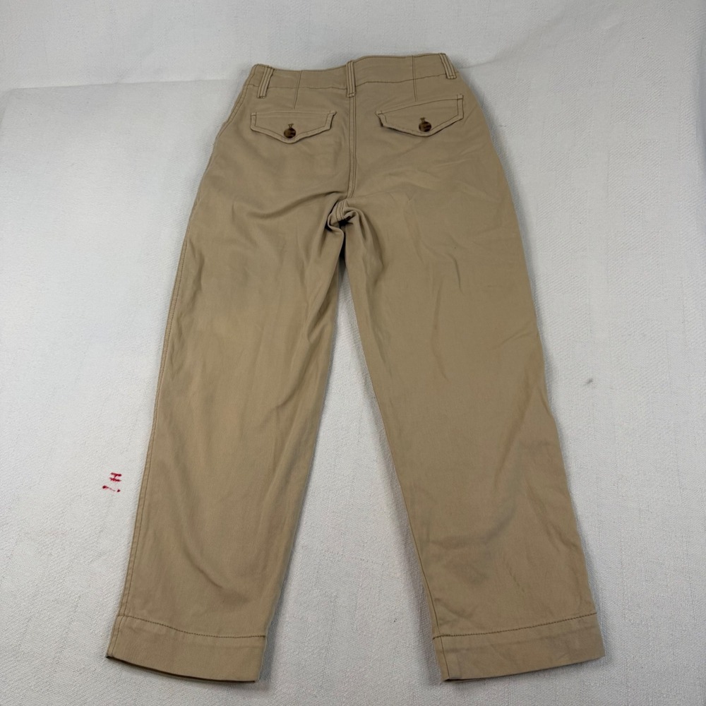 Gap Khaki Pleated Chino Trousers Tan Straight Leg Pants Size 8 High Rise